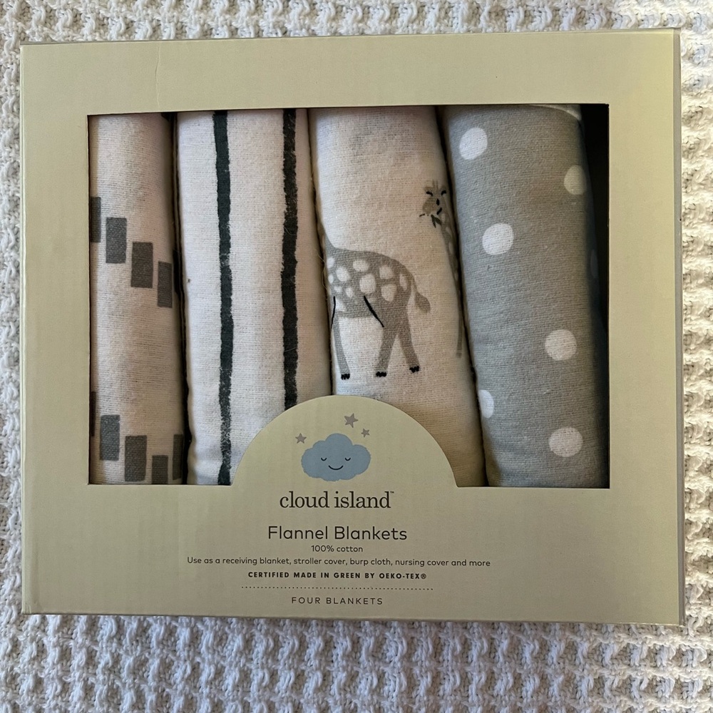 Cloud Island Flannel Blankets - Pink, Gray, and Cream